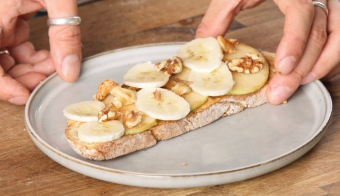 Pickled Apple, Peanut Butter and Banana Toast